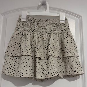 Zara Cream and Black Polka Dot Mini Skirt